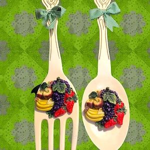 Vintage KMC fork and spoon fruit wall decor